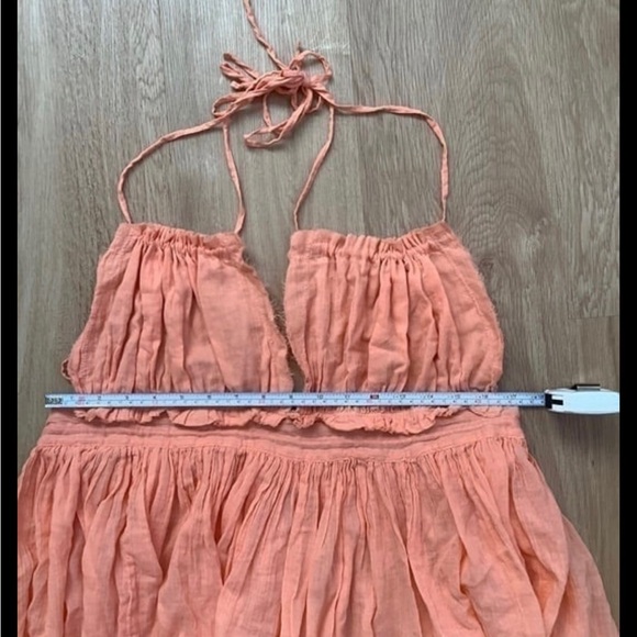 Free People small boho halter backless mini dress vibrant papaya color - Picture 4 of 11